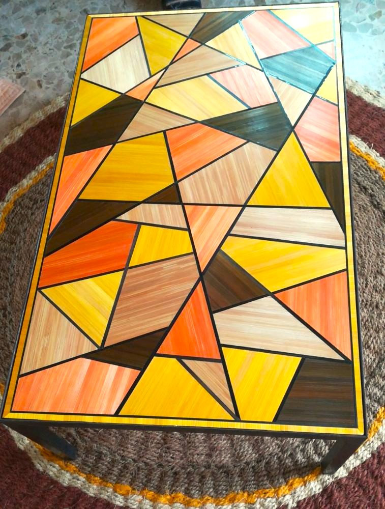 Coffee table marquetry